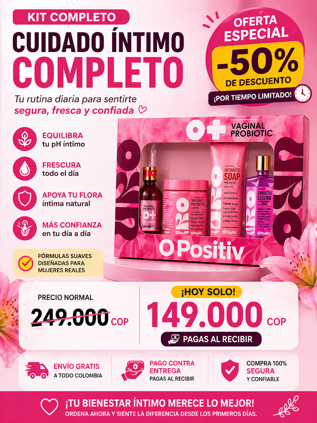 Kit Íntimo Femenino O+ Probiotic – Cuidado Completo y Confianza Total