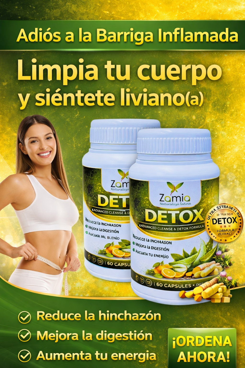 2 Frascos - Kit Detox Cápsulas Adelgazantes - Zamia Original
