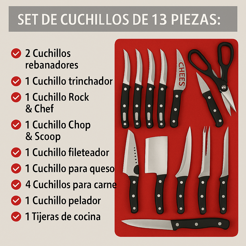 Conjunto  Cuchillos Profesionales MiracleBlade 13 Piezas