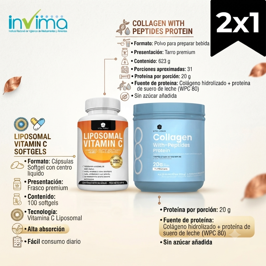 Colágeno con Péptidos + Vitamina C Liposomal